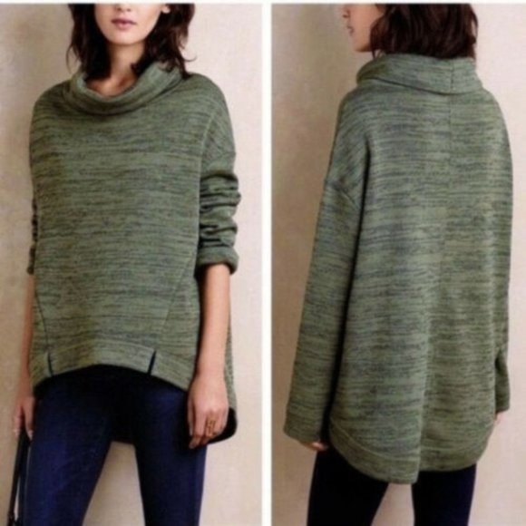 Anthropologie Sweaters - ANTHROPOLOGIE | Saturday Sunday Green Cowl Neck Hi Lo  Cozy Sweater Small